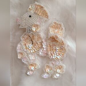 VINTAGE Sequin Peach/white/pink/black Poodle Patch